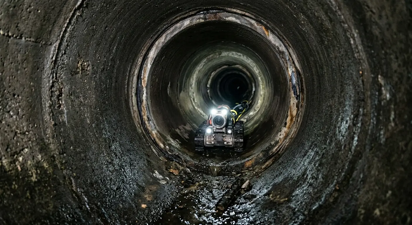 Robotic sewer camera inspecting pipe interior for Sewer Line Cleaning in Purcellville